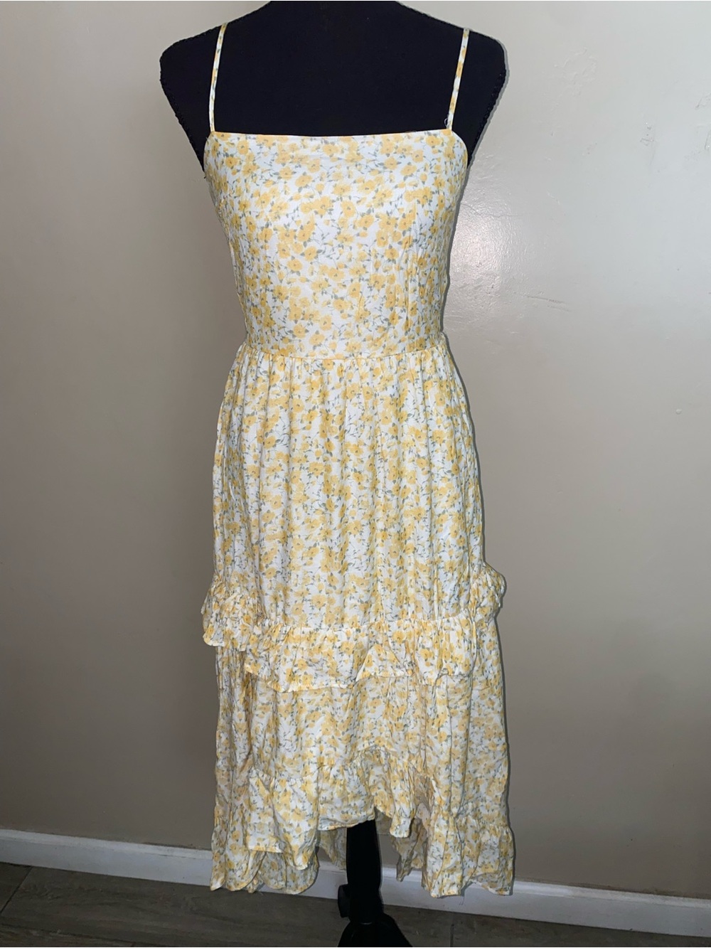 Sunshine Floral Spaghetti-Strap Midi Dress